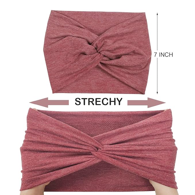 Wide Headbands For Women Extra Large Headband Twisted Knot Head Bands For Women's Hair Band Scarf Turban Accessories 6 Pack