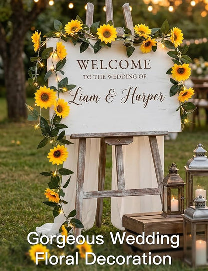 Sunflower Garland with 60LED Fairy Light Battery Operated Clear Wire | Vines - Image 4