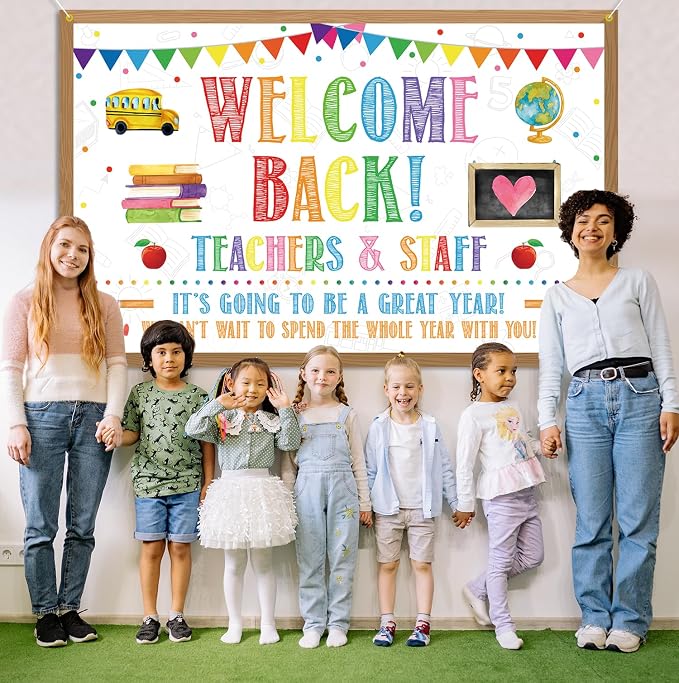 Welcome Back Backdrop Banner Back to School Backdrop Decoration First Day of - Image 3