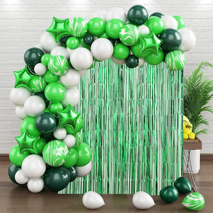 Voircoloria Green Foil Fringe Backdrop Curtains, 2 Pack | Tinsel Streamers - Image 7