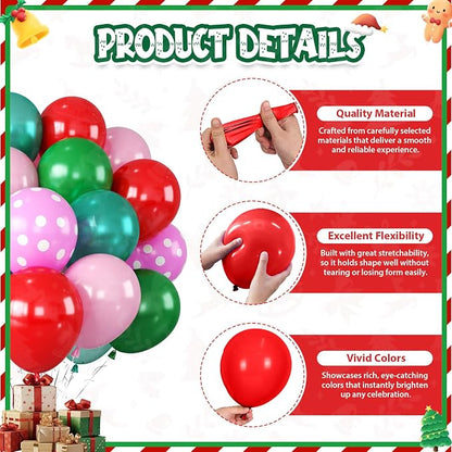 Red Pink Green Balloons with Pink Polka Dots Print Balloon, Pearl Turquoise - Image 8