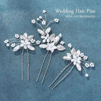 JAKAWIN Flower Bride Wedding Hair Pins Pearl Bridal Hair Piece Accessories for Women HP163 (Silver)