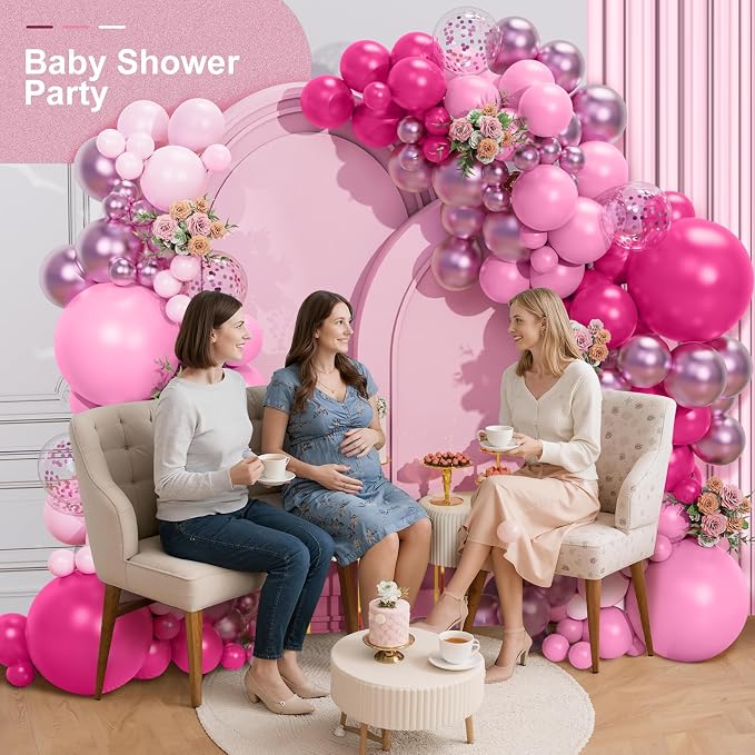 Pink Balloon Garland Arch Kit 156 Pcs Different Sizes 18 12 10 5 Inch Hot Pink - Image 2