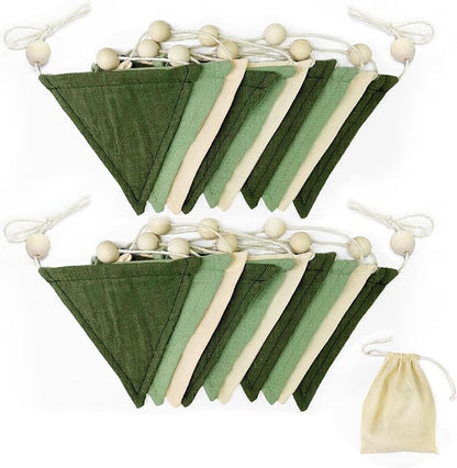 2 Sets of Sage Green Wood Beads Pennant Banner 20Pcs Flags Nursery Garland by pinkblume