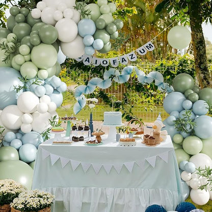 Sage Green Blue Pastel Balloon Arch Kit - Image 7