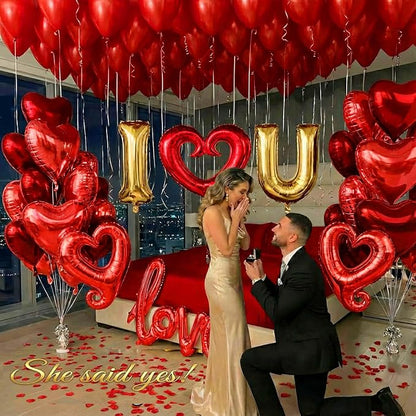 I Love You Balloons for Him/Her Balloons Red gold romantic balloon kit - Image 2
