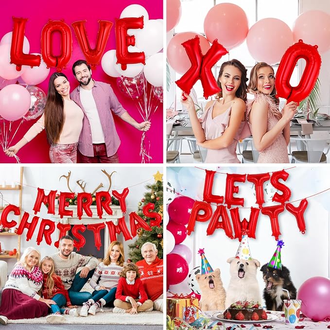 26 Pcs Red Letter Balloons, 16 Inch Foil Alphabet Letter Balloons, Letter A-Z - Image 7