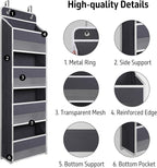Giraffe Creation Over Door Organizer with 4 Large Capacity Pockets, Heavy Duty Hanging Organizer Storage for Closet Bathroom Nursery Bedroom Dorm, Toys Cosmetics Sundries and Baby Essentials, Gray