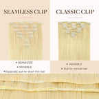 GOO GOO Clip in Hair Extensions Real Human Hair, Remy Human Hair Extensions Clip ins for Women, Natural Human Hair, 24inch 120g 7Pcs, 613R Bleach Blonde