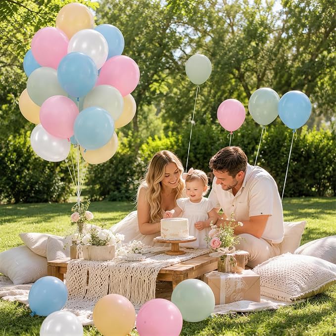 Pink Blue Green Balloons, 12 Inch 50pcs Pastel Light Baby Pink Blue Sage Dusty - Image 5