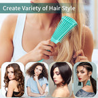 Hair Brush with Hair Styling Comb Set, Green (Curly Haired Individuals, Unisex, Hair Brush, Detangling, Metal)