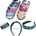 VELSCRUN Bandana Knotted Headbands for Women 12 Pack Gilrs Head Bands Fashion Solid Hair Band Non Slip for Womens Thin Thick Short Hair Face Wash Hair Accessories
