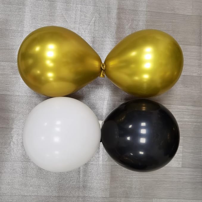 100Pcs Black Gold White Column Tower Balloons - Image 3