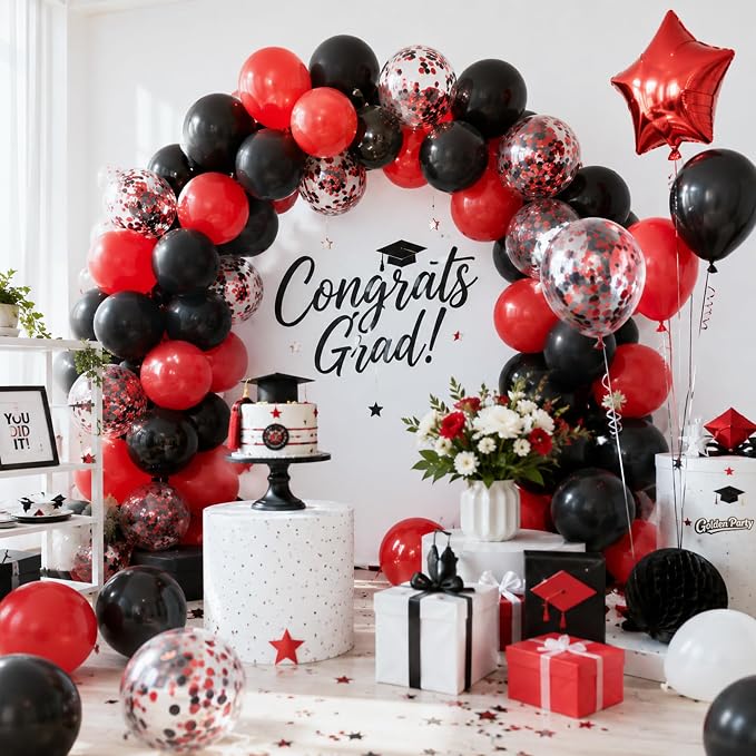 Red and Black Balloons, Baby Shower, Anniversary, Graduation, Wedding Party - Image 8