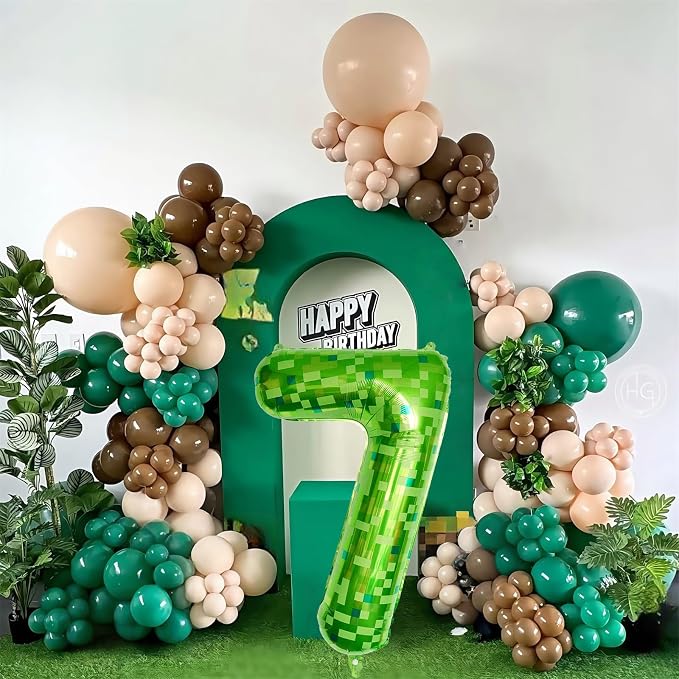 40 Inch Green Pixel Number 7 Balloon - Image 5