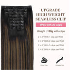 GOO GOO Clip in Hair Extensions Real Human Hair, Remy Human Hair Extensions Clip ins for Women, Natural Human Hair, 14inch 130g 9Pcs, 1B/6/1B Balayage Natural Black to Chestnut Brown