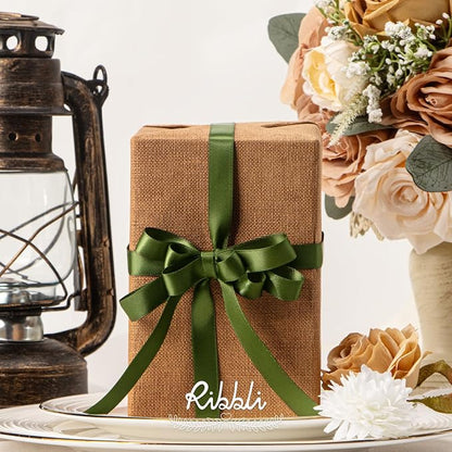 Ribbli Moss Green Satin Ribbon, Double Faced Satin 1/2 inch x Continuous 25 - Image 2