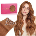 WENNALIFE Clip in Hair Extensions Real Human Hair, 18 Inch 120g 7pcs Cinnamon Terra Copper Remy Hair Straight Natural Extensiones De Cabello Humano Con Clip Ins