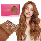 WENNALIFE Clip in Hair Extensions Real Human Hair, 18 Inch 120g 7pcs Cinnamon Terra Copper Remy Hair Straight Natural Extensiones De Cabello Humano Con Clip Ins