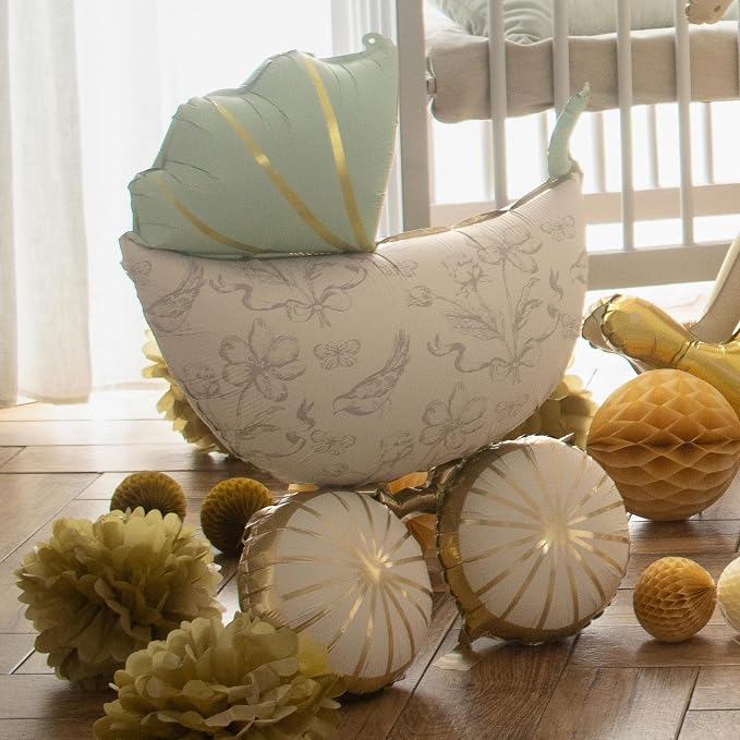 Vintage Baby Carriage Balloon PartyDeco 23 × 29 Inch Foil Stroller | Balloon - Image 5