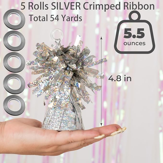 Silver Holographic Balloon Weights, 12 Pack - Image 2