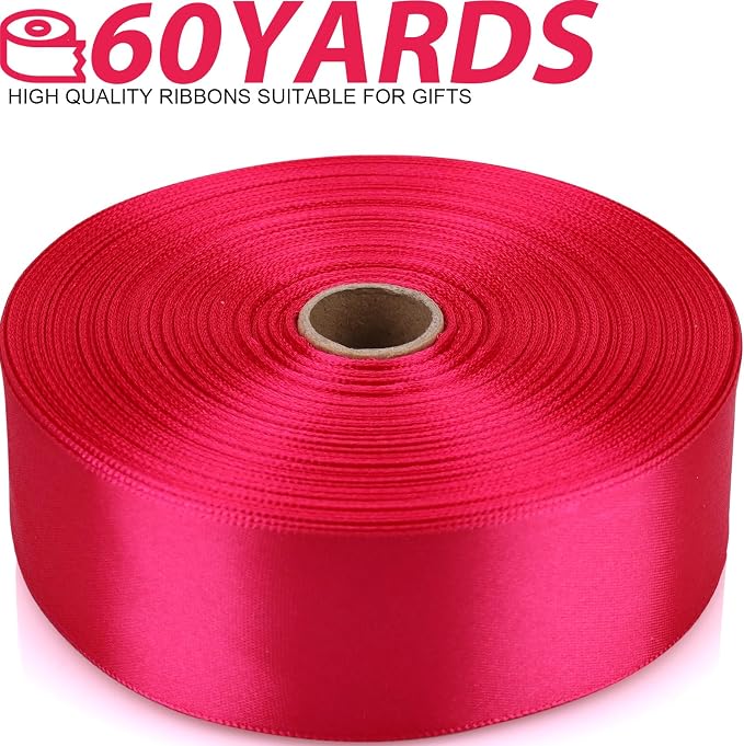 1-1/2 Inch 60 Yards Hot Pink Solid Satin Ribbon - Image 2