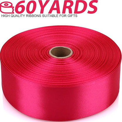 1-1/2 Inch 60 Yards Hot Pink Solid Satin Ribbon - Image 2