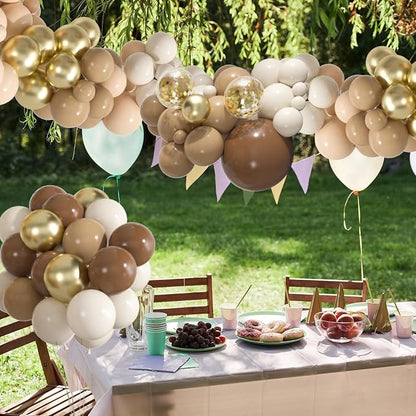 136pcs Brown Balloon Arch Kit, 18 12 10 5 inch Dark Brown Nude Gold | Confetti - Image 6