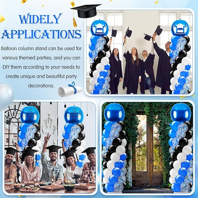 2 Sets Blue and Black White Balloon Column Stand Kit for, Adjustable Floor - Image 6