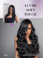 LUVME Invisible Clip in Hair Extensions,Body Wave 14 Inch 2 Pack 220g 12pcs Human Hair Invisible Clip ins Hair Extensions Natural Black Hair for Women