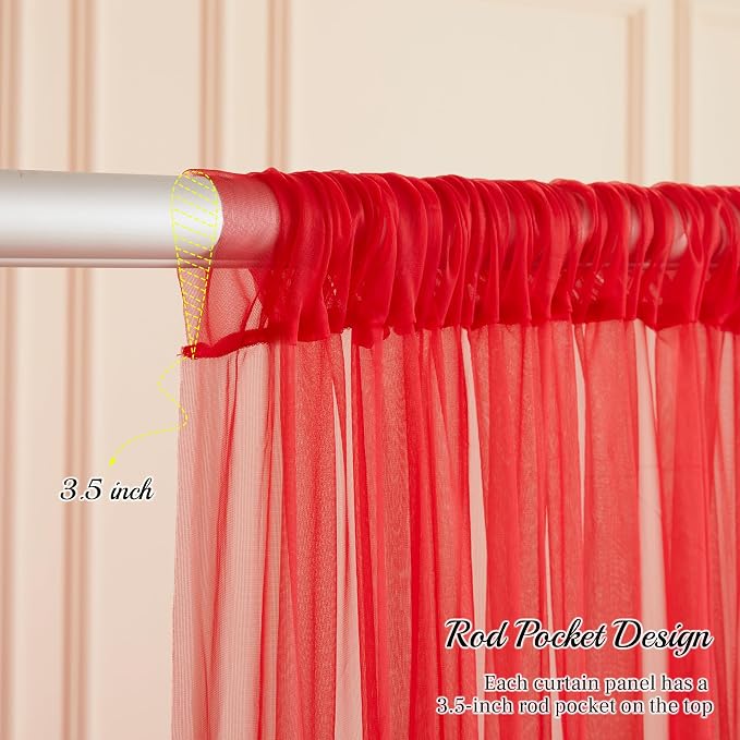10x10ft Red Tulle Backdrop Curtain - Image 6