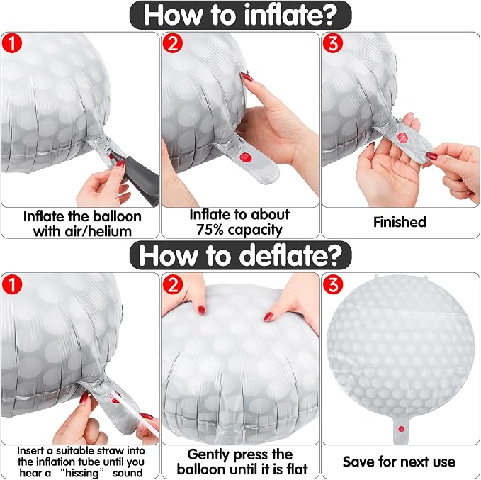 Fovths 12 Pieces Inflatable Golf Balloons 18 Inches Golfs Foil Balloons Themed - Image 4