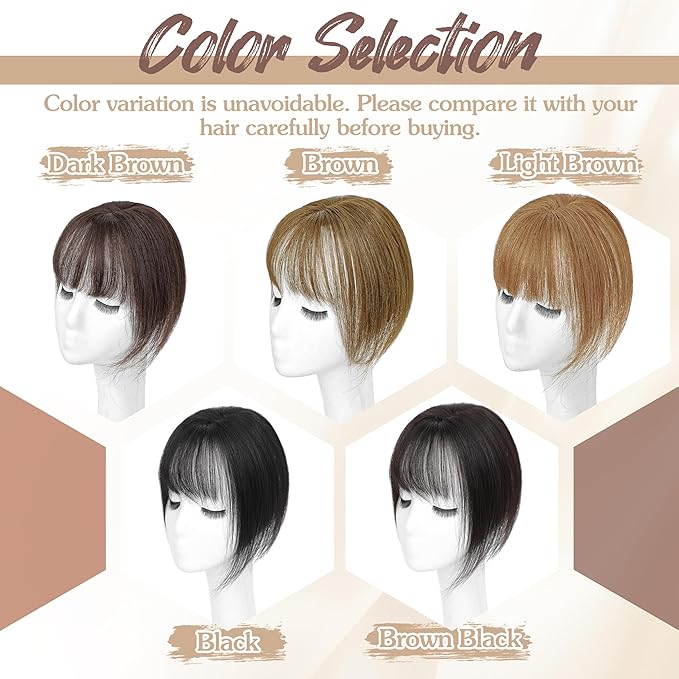 Hair Toppers for Women Real Human Hair - 360° Coverage Black Clip In Topper with Bangs for Thinning Hair Upgraded 5×9 cm Silk Base Ideal for Everyday Use