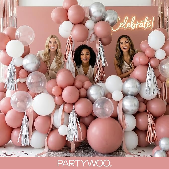 PartyWoo Dusty Pink Balloons 100pcs Dusty Rose Boho Netural Pink Color | 36 18 - Image 5