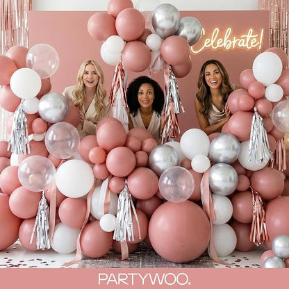 PartyWoo Dusty Pink Balloons 100pcs Dusty Rose Boho Netural Pink Color | 36 18 - Image 5