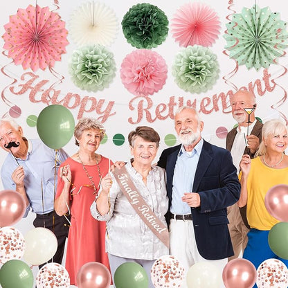 Vlipoeasn Pink Green Retirement Decorations - Image 4