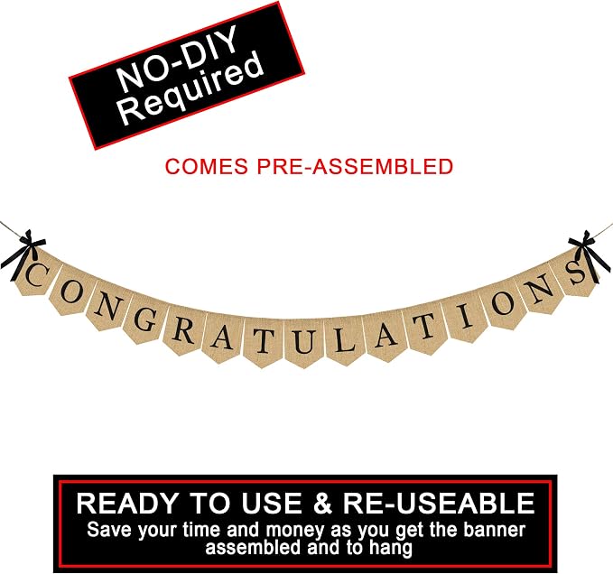 Congratulations Burlap Banner - Image 2