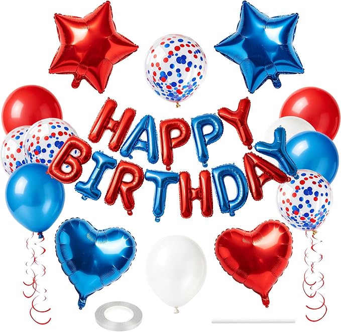 27 PCS Happy Birthday Balloon, Birthday Decorations 3D Foil Happy Birthday by WEIKA