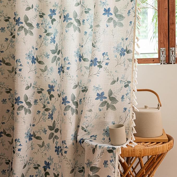 ENJOYBRIDAL Floral Curtains 96 Inches Long Farmhouse Semi Sheer Drapes - Image 5