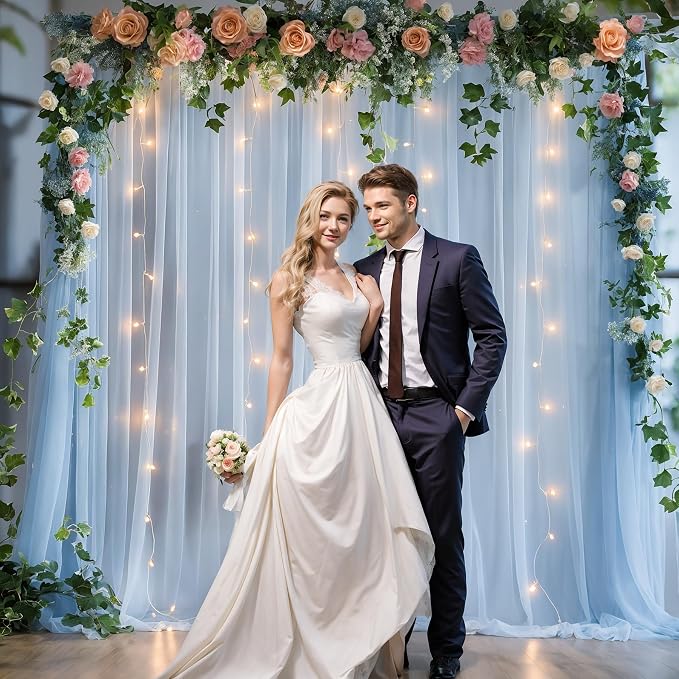 20x10ft Baby Blue Tulle Backdrop Curtain - Image 8