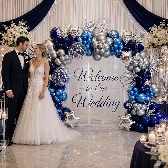 Blue Silver Balloons Set - Image 6