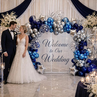 Blue Silver Balloons Set - Image 6