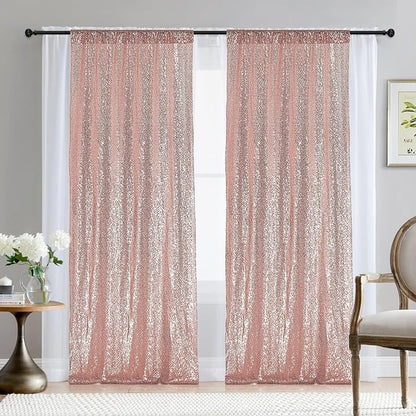 2×8FT-2PCS Rose Gold Sequin Backdrop Curtains Panels, Photography Backdrop - Image 7