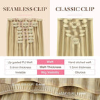 GOO GOO Clip in Hair Extensions Real Human Hair, Remy Human Hair Extensions Clip ins for Women, Natural Human Hair, 24inch 220g 9Pcs, #16/22 Light Blonde Highlighted Golden Blonde