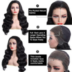 Lemoda Full 13x4 Body Wave Lace Frontal Virgin Human Hair Wigs 210% Density Top 15A HD Transparent Lace Frontal Wig Unprocessed Human Hair Wigs Pre Plucked Natural Hairline 18Inch