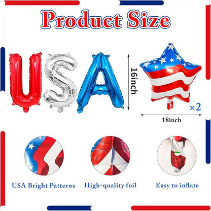 Patriotic USA&Star Balloons 4th of July Independence Day Party Decor | Red - Image 2