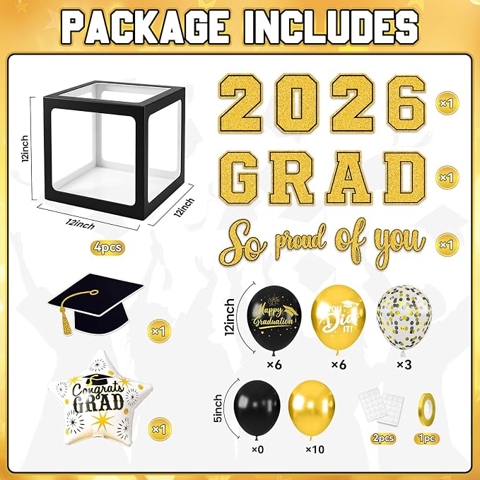Graduation Decorations Class of 2026-Black and Gold Graduation Party - Image 2