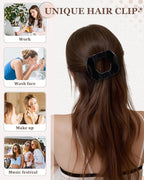 Flat Hair Clips for Women,6 Pcs Curved Claw Clips for Women Girl, Large Strong Hold Barrettes Claw Clips for All Hair Textures Thick & Thin Hai