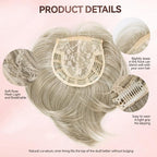 LEEONS Hair Topper for Women - Short Bob with Bangs & Side Part - Synthetic Wig Topper for Thinning Hair - Short Straight Bob - Ivory Blonde