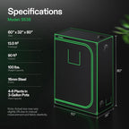VIVOSUN S538 5x2 Grow Tent, 60"x32"x80" High Reflective Mylar with Observation Window and Floor Tray for Hydroponics Indoor Plant for VS2000/VSF4300